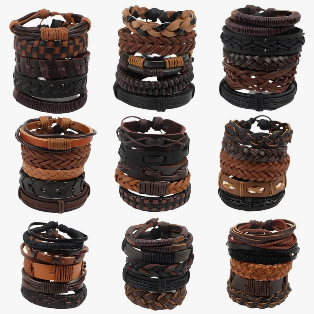 Leather Wrap Vintage Adjustable Bracelets Set of 50 NWT